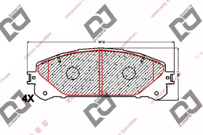 Комплект тормозных колодок DJ PARTS BP1649